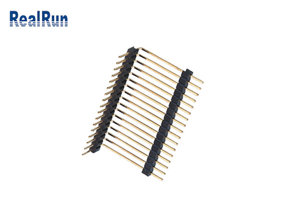 PA6T 2.54 17P Pin Header Connector 90 Degree Right Angle Dip Gold Plated Dual Plastic