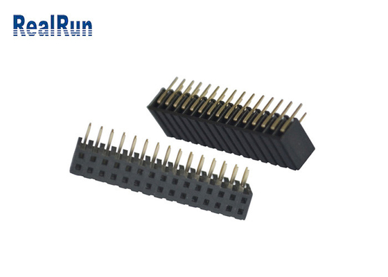 Right Angle Type Female Pin Header Connector ISO9001 PA6T Dual Row 30 Position