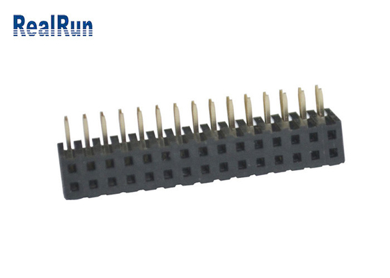 Right Angle Type Female Pin Header Connector ISO9001 PA6T Dual Row 30 Position
