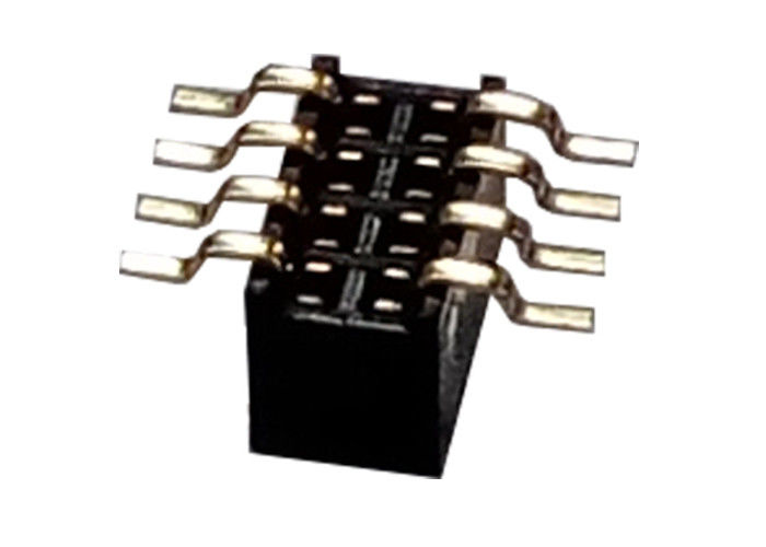 8 Pin Female Header Connector 1.27mm X 3.4mm Single Row SMT Type Black