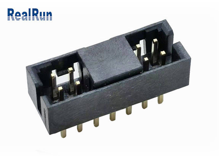 PBT  H6.4 30% GF Double Row Box Header UL94V-0 14P IDC Socket Brass
