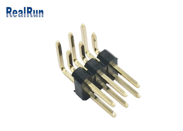 PBT PA6T PCB Pin Header Connector Right Angle H2.5 Gold Plating IATF 16949
