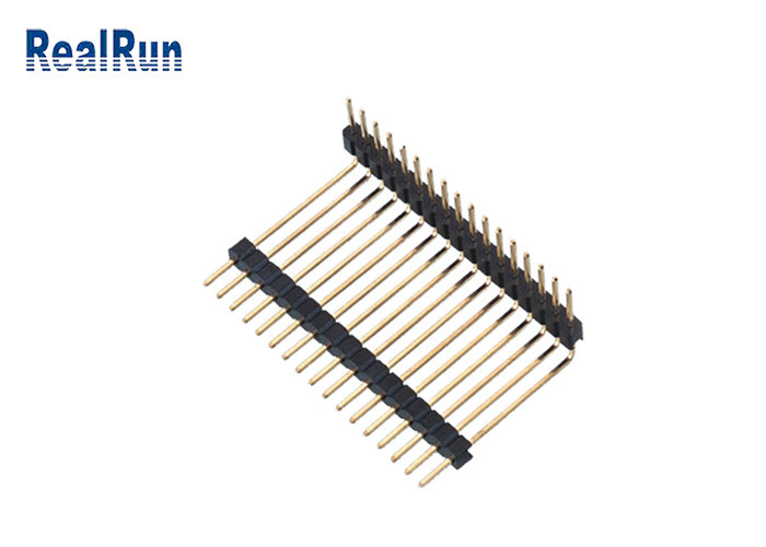 PA6T 2.54 17P Pin Header Connector 90 Degree Right Angle Dip Gold Plated Dual Plastic